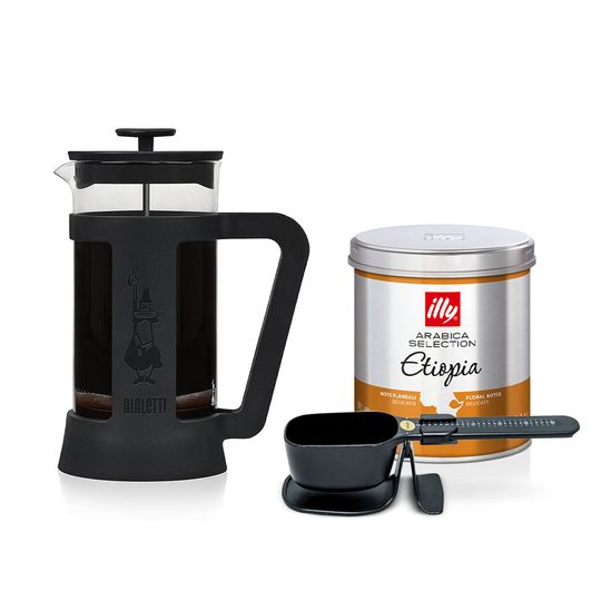 Kit French Press + Café Illy Etiópia + Balança pressca cafestore